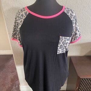 Black and Leopard Print Women's Top